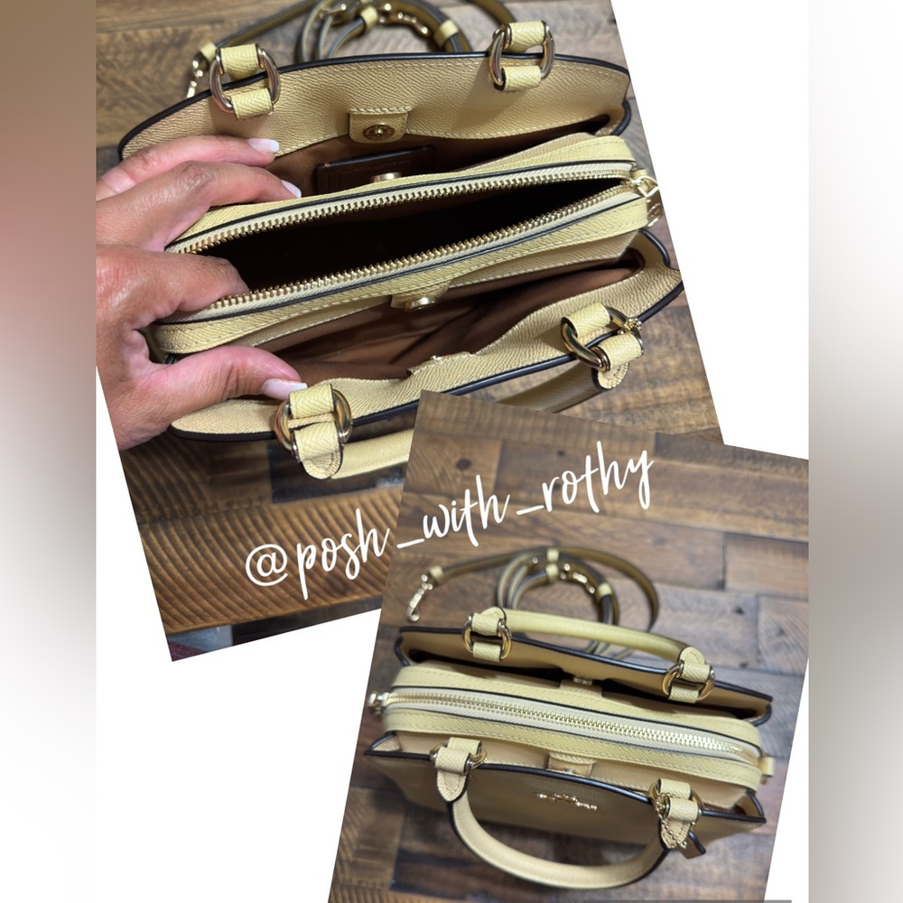 Coach Pebbled Leather Satchel in Light Yellow - Picture 6 of 14
